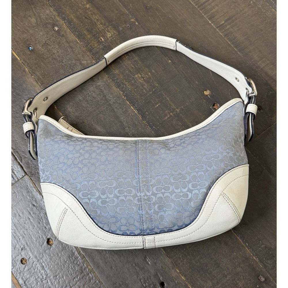 Coach Women's Y2K Blue Signature Jacquard Soho Mini Hobo Bag White Trim 6351 - Picture 6 of 15